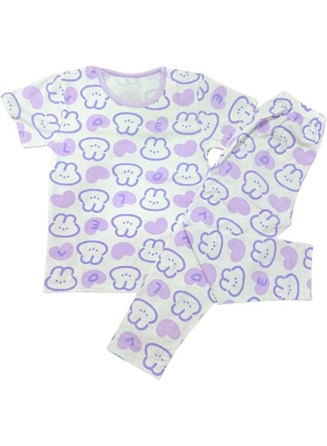 MINIIMODZ MINII MODZ Bunny Print Pyjama Set – Kids Nightsuit Top & Bottom Sleepwear for Infants, Toddlers & Children - Image 1